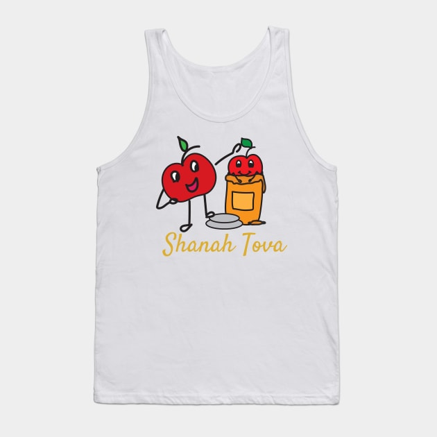Shana Tova greeting with cute apple and honey Tank Top by sigdesign